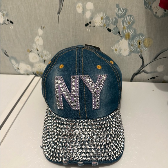 Denim NY Cap with Rhinestones - Picture 2 of 5